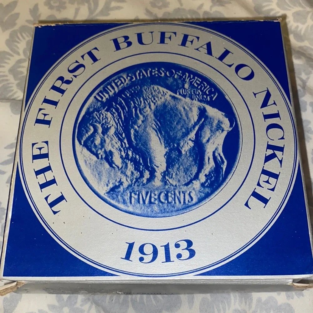 Vintage 1978 Avon The First Buffalo Nickel -Nickel Plated Soap Dish & Soap
